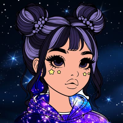 realistic girl with space buns