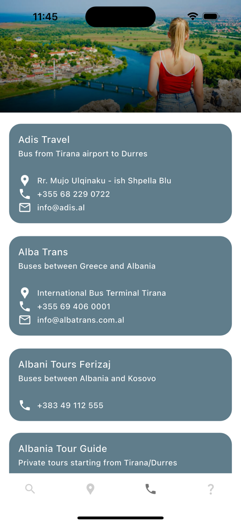 Albania Bus Timetable - Contact information for bus operators and travel agencies in Albania.