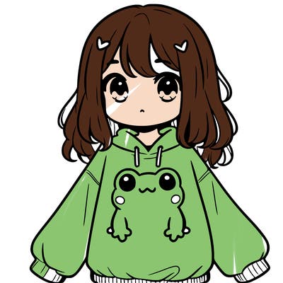girl wearing frogging sweatshirt