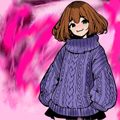 manga girl in sweater