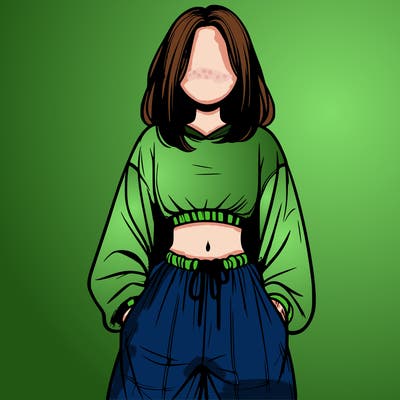 realistic girl faceless with baggy pants and a crop top