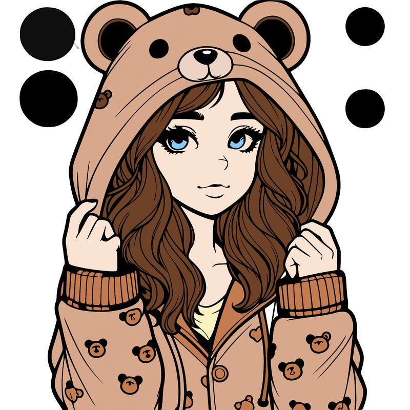 realistic girl in a animal pjs hoodie