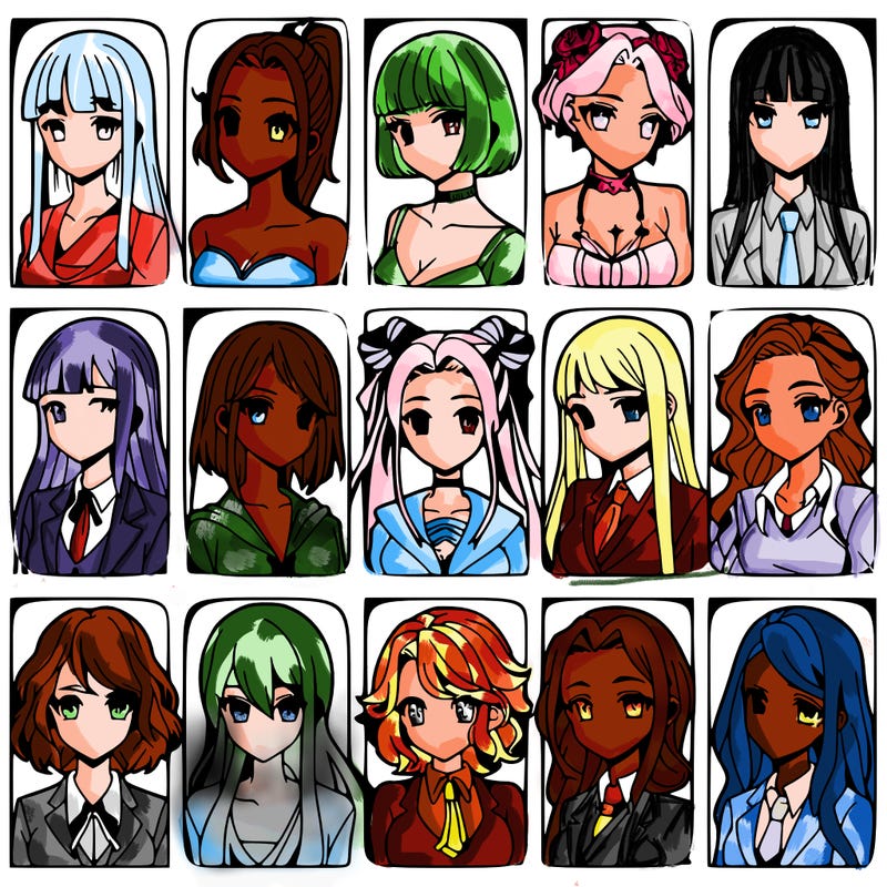 girls that look diffrent anime