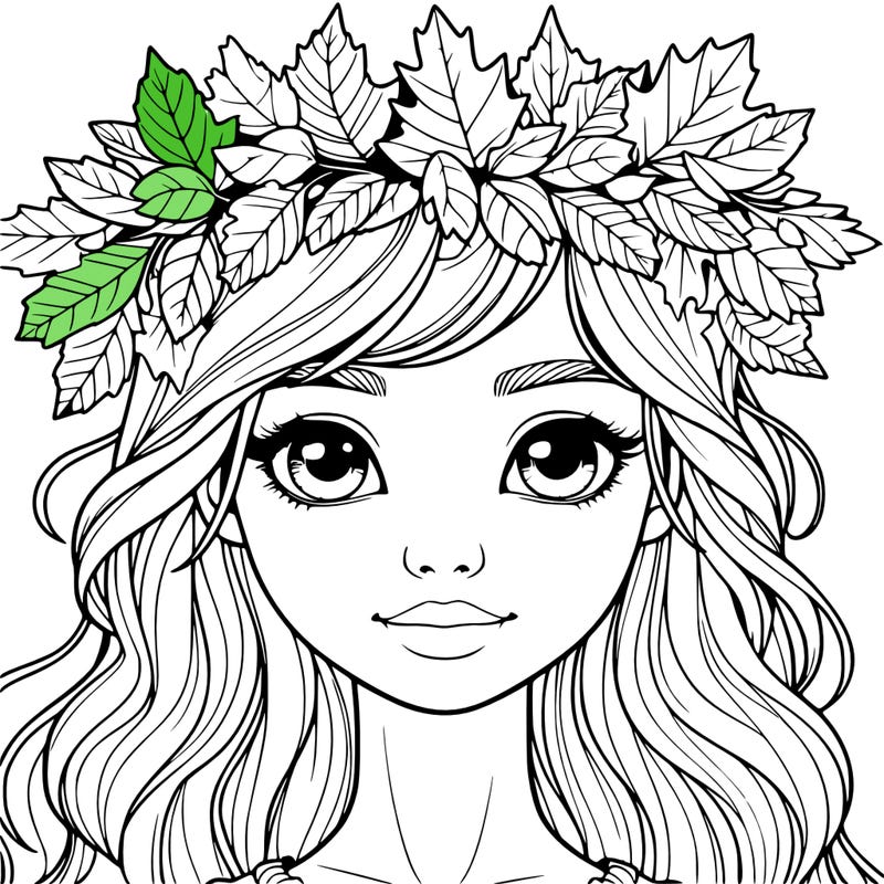 realistic girl with fall leaf crown