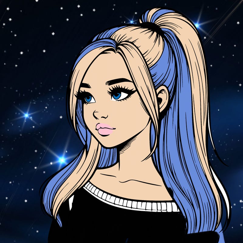 realistic girl with a high ponytail