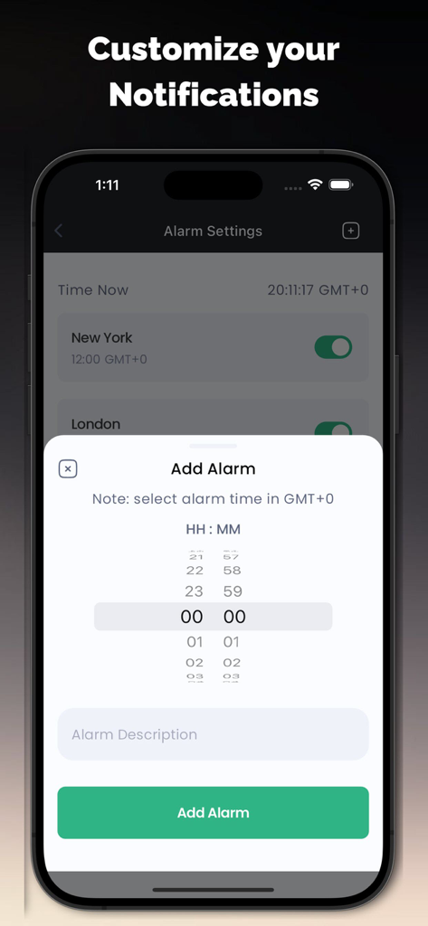 Personnalisation des notifications de sessions de marché et ajout d'alertes dans l'application Forex Hours