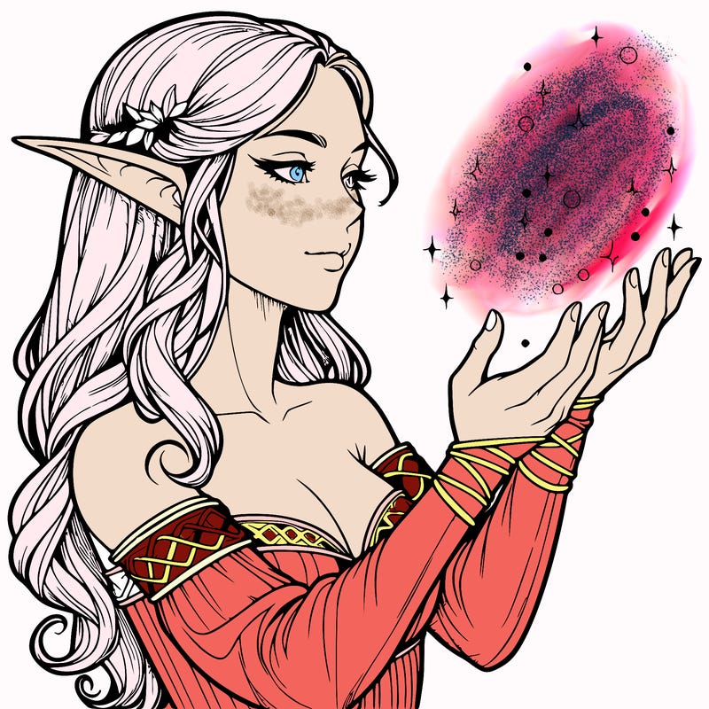 realistic elf girl doing magic