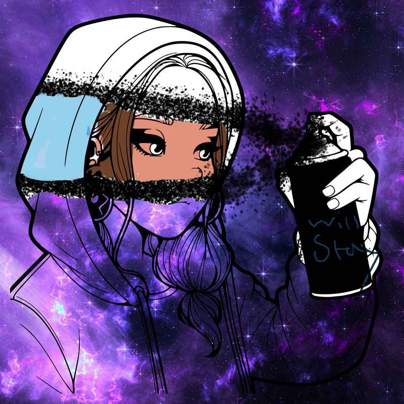 a realistic girl, spray painting