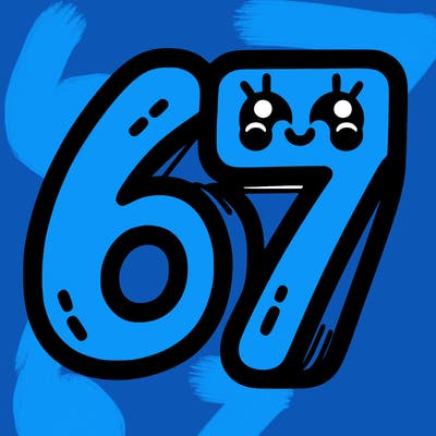 the numbers 67