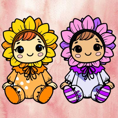 cute little baby in a sunflower costumes