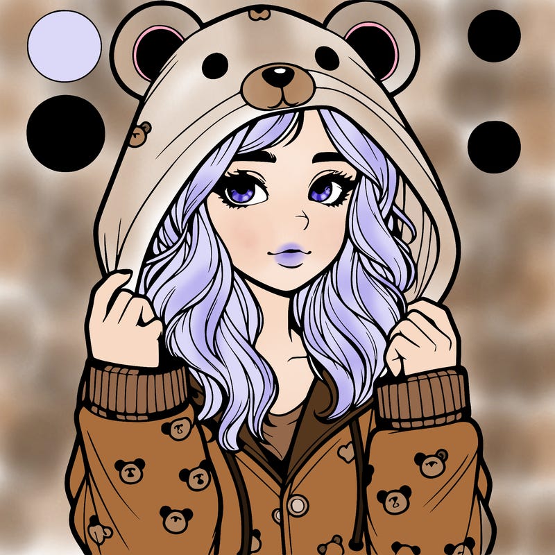 realistic girl in a animal pjs hoodie