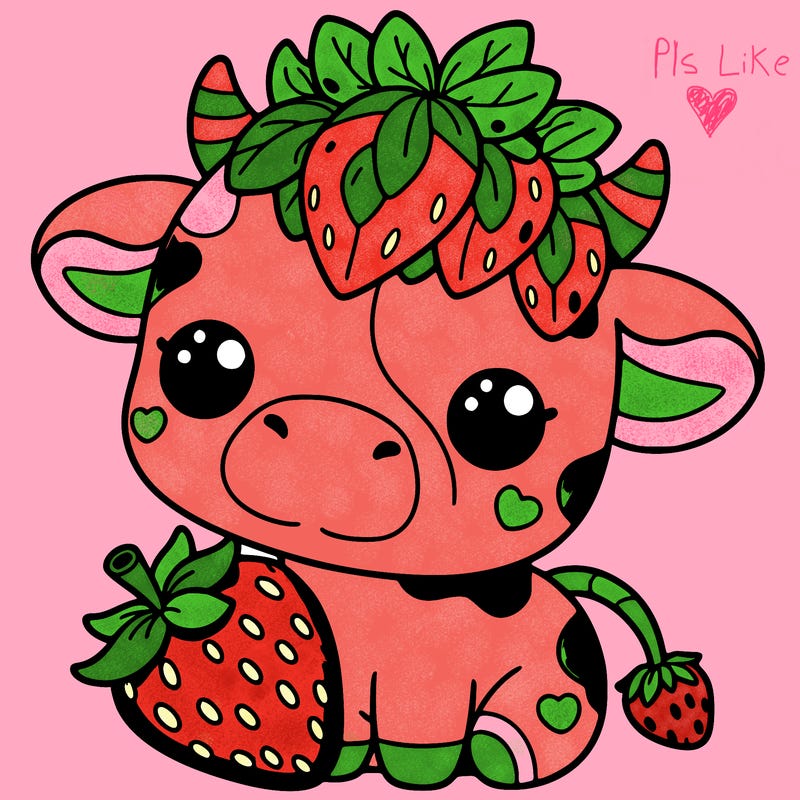 cute strawberry cow