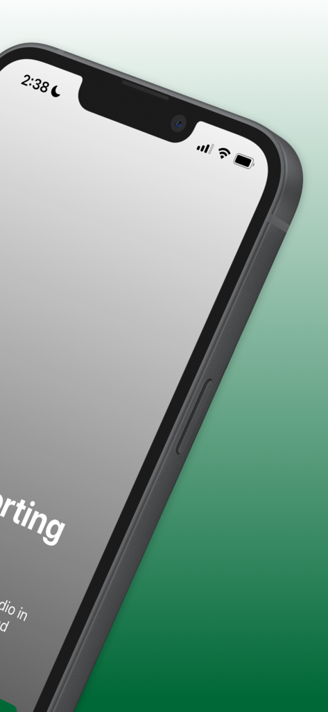 A sleek iPhone display of the Sunday Sporting Club Pilates app with a green aesthetic