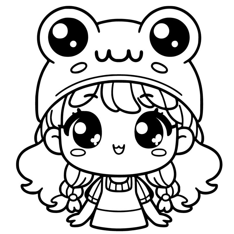 cute girl with frog hat