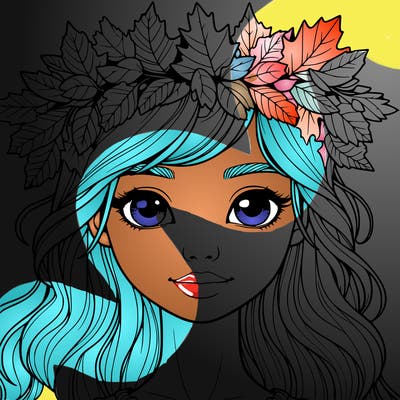 realistic girl with fall leaf crown