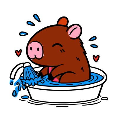capybara taking a bath