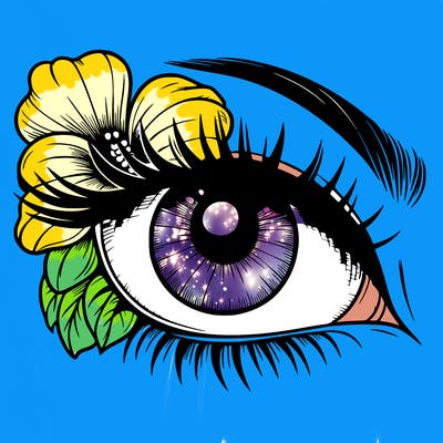 realistic eye with flower