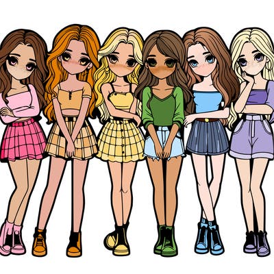 a group of girls realistic