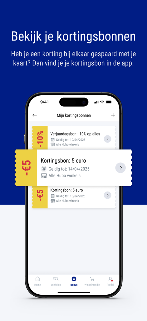 Hubo - Hubo mobile app interface displaying digital discount coupons and loyalty rewards