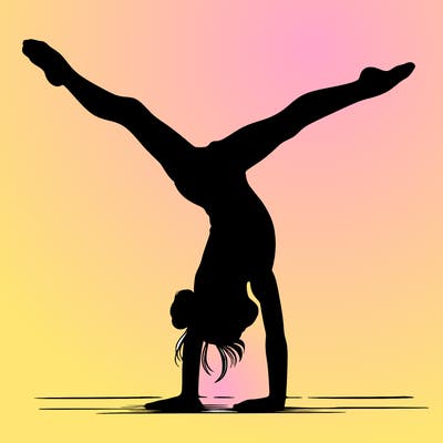 realistic gymnastic hand stand girl in four splits