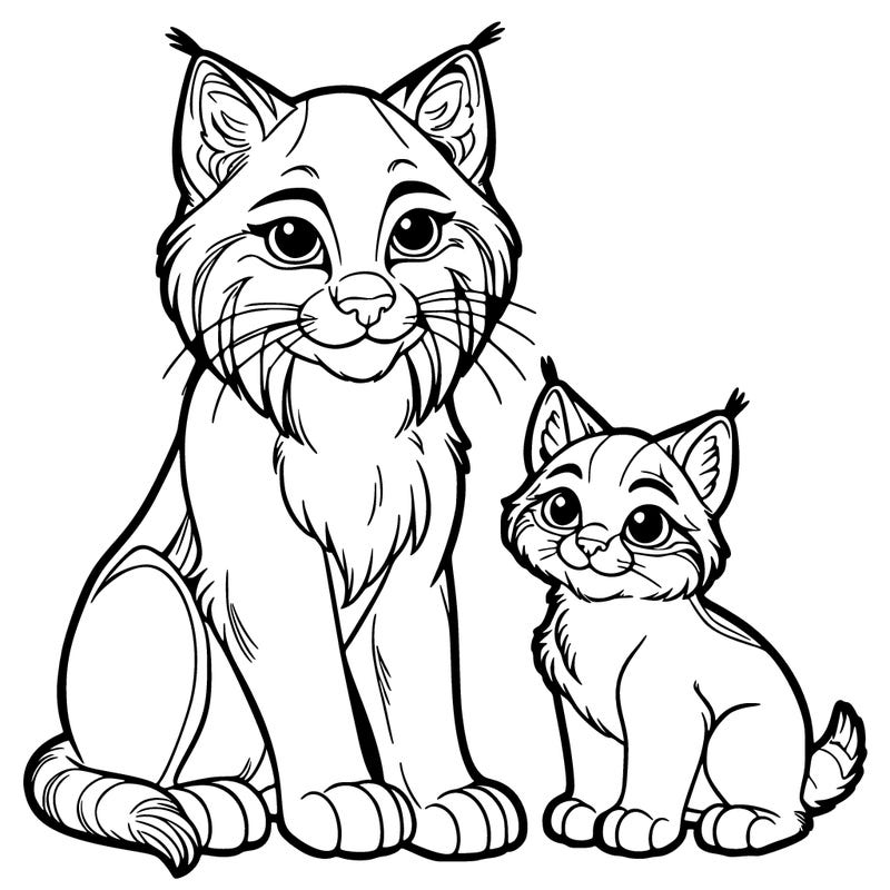 bobcat and young bobcat