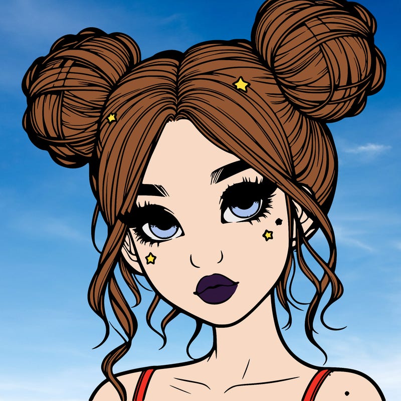 realistic girl with space buns