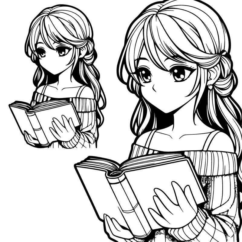 realistic girl reading a book