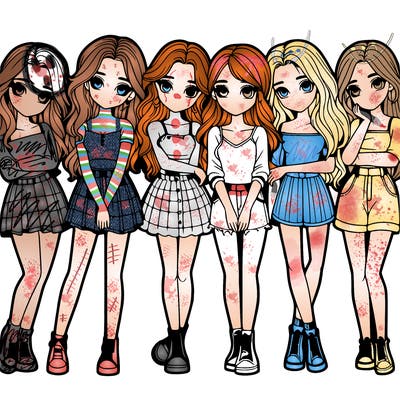 a group of girls realistic