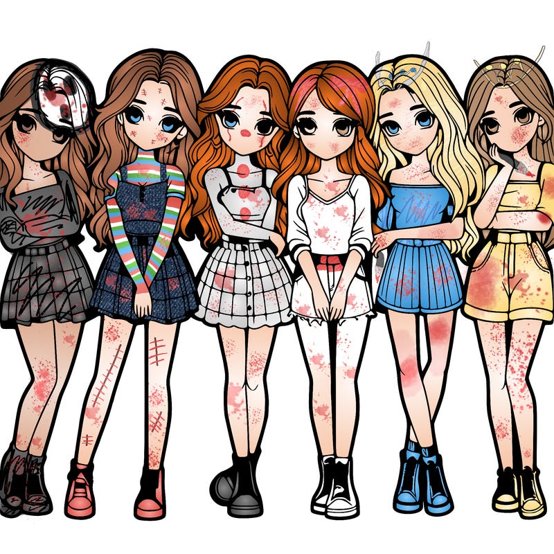 a group of girls realistic