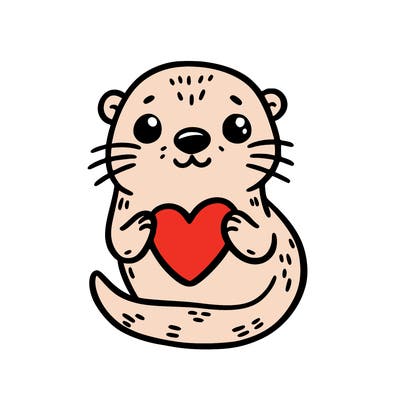 otter with a heart