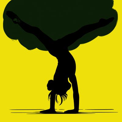 realistic gymnastic hand stand girl in four splits