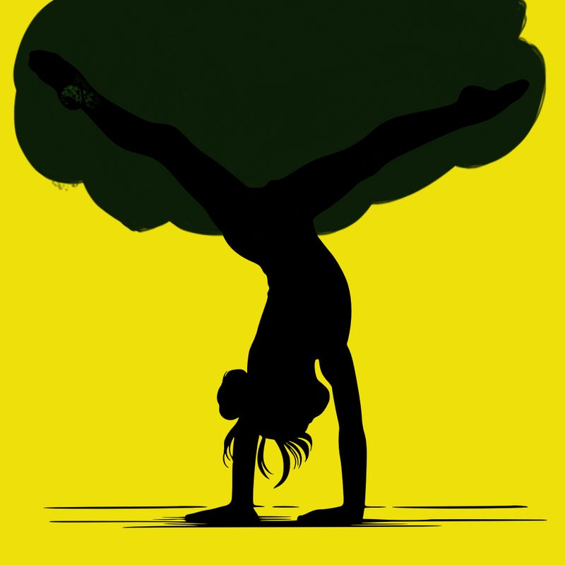 realistic gymnastic hand stand girl in four splits