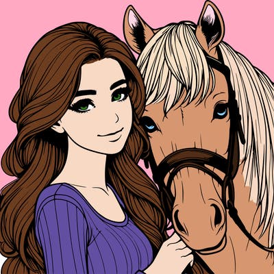 realistic girl with horse