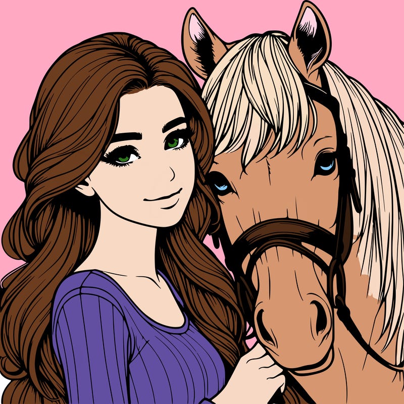 realistic girl with horse