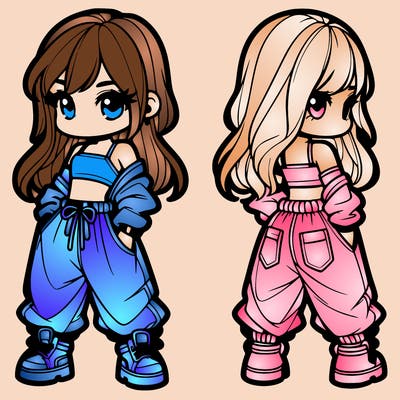 girl in crop top and baggy pants