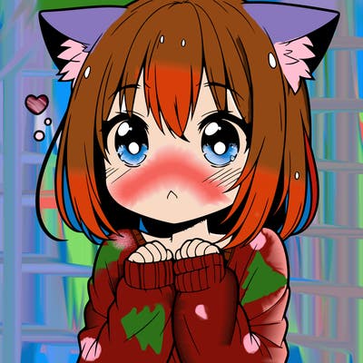 shy anime catgirl