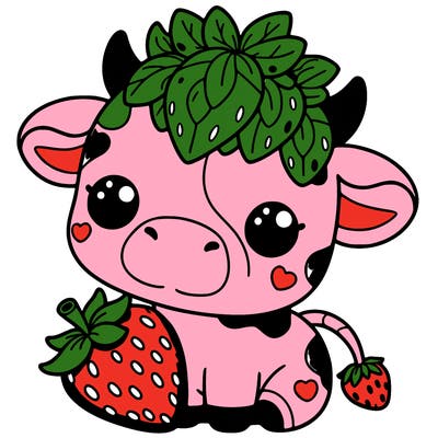 cute strawberry cow