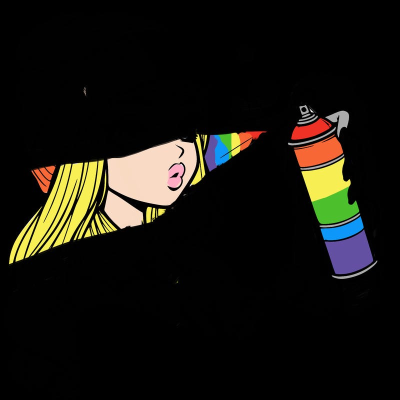 realistic girl spray painting