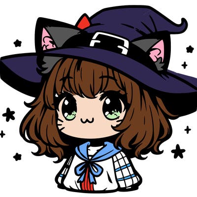 manga cat girl with witch hat