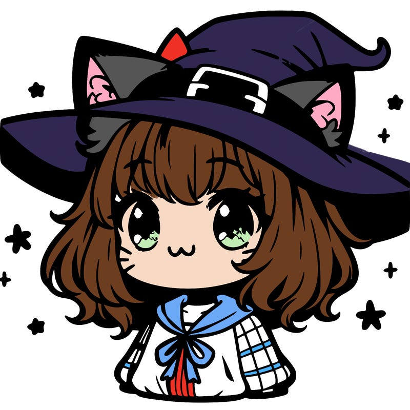 manga cat girl with witch hat