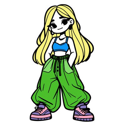 girl in crop top and baggy pants