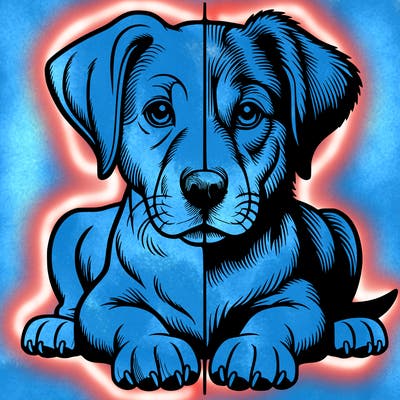 realistic dog split picture