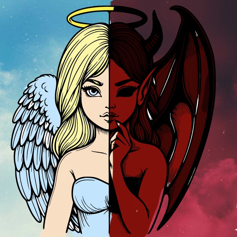 realistic angel half demon