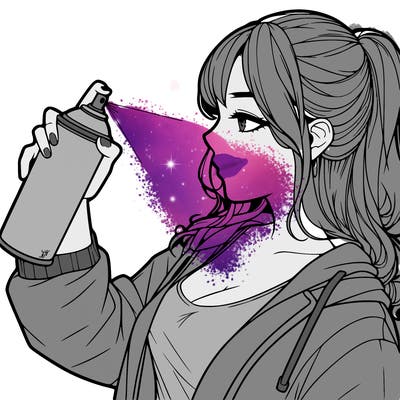 a realistic girl spray, painting