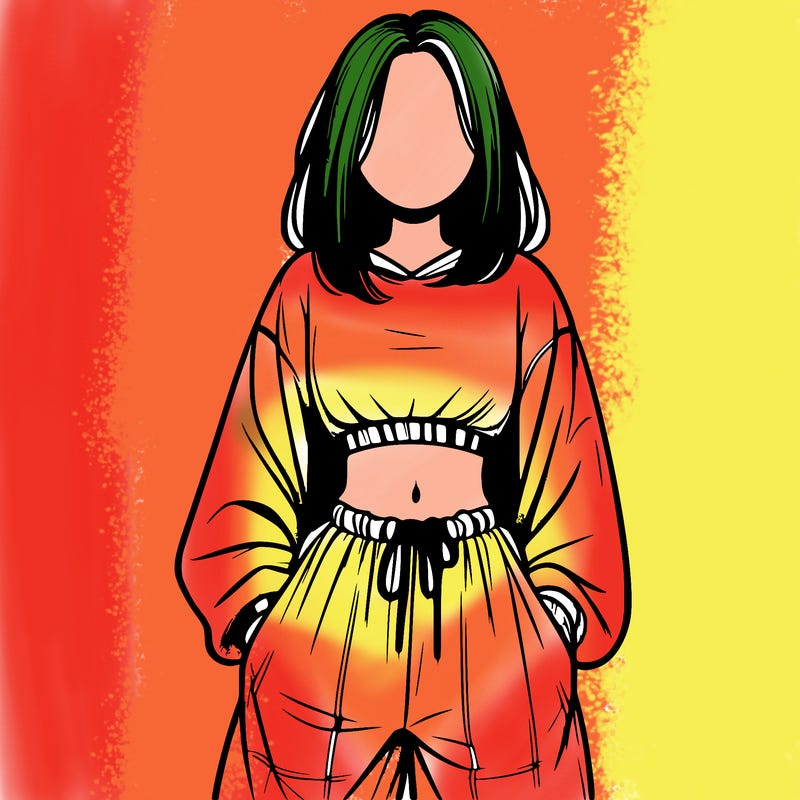 realistic girl faceless with baggy pants and a crop top