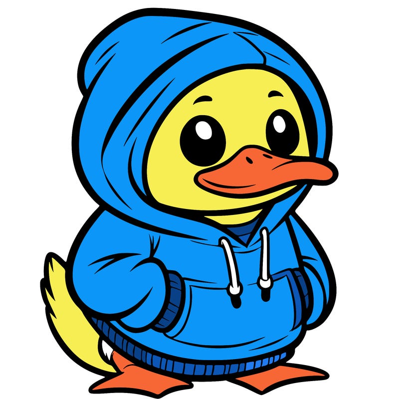 duck wearing a hoodie