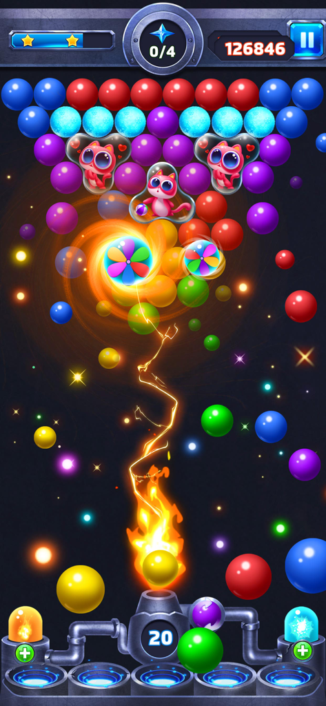 Bubble Shooter - Classic Pop - Colorful bubble shooter gameplay with a fireball power up and cute animals to rescue