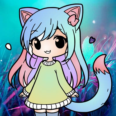 girl with cat ears and tail