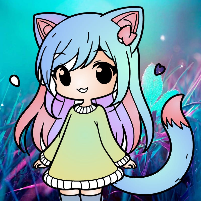 girl with cat ears and tail