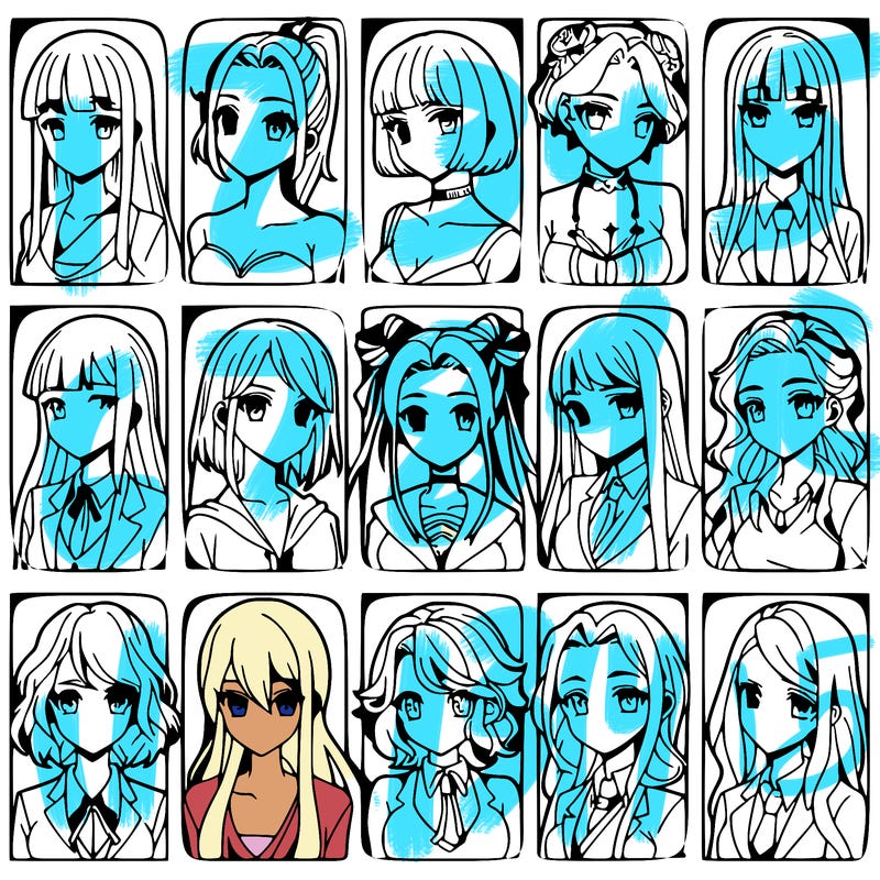 girls that look diffrent anime